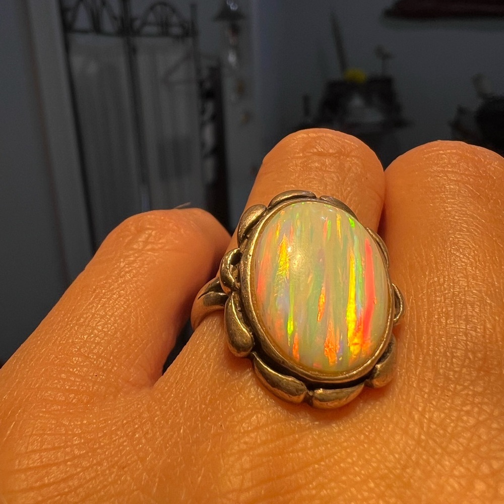 Unique Vintage Sterling Silver Opal Ring read below size 4 1/4 - Picture 5 of 7